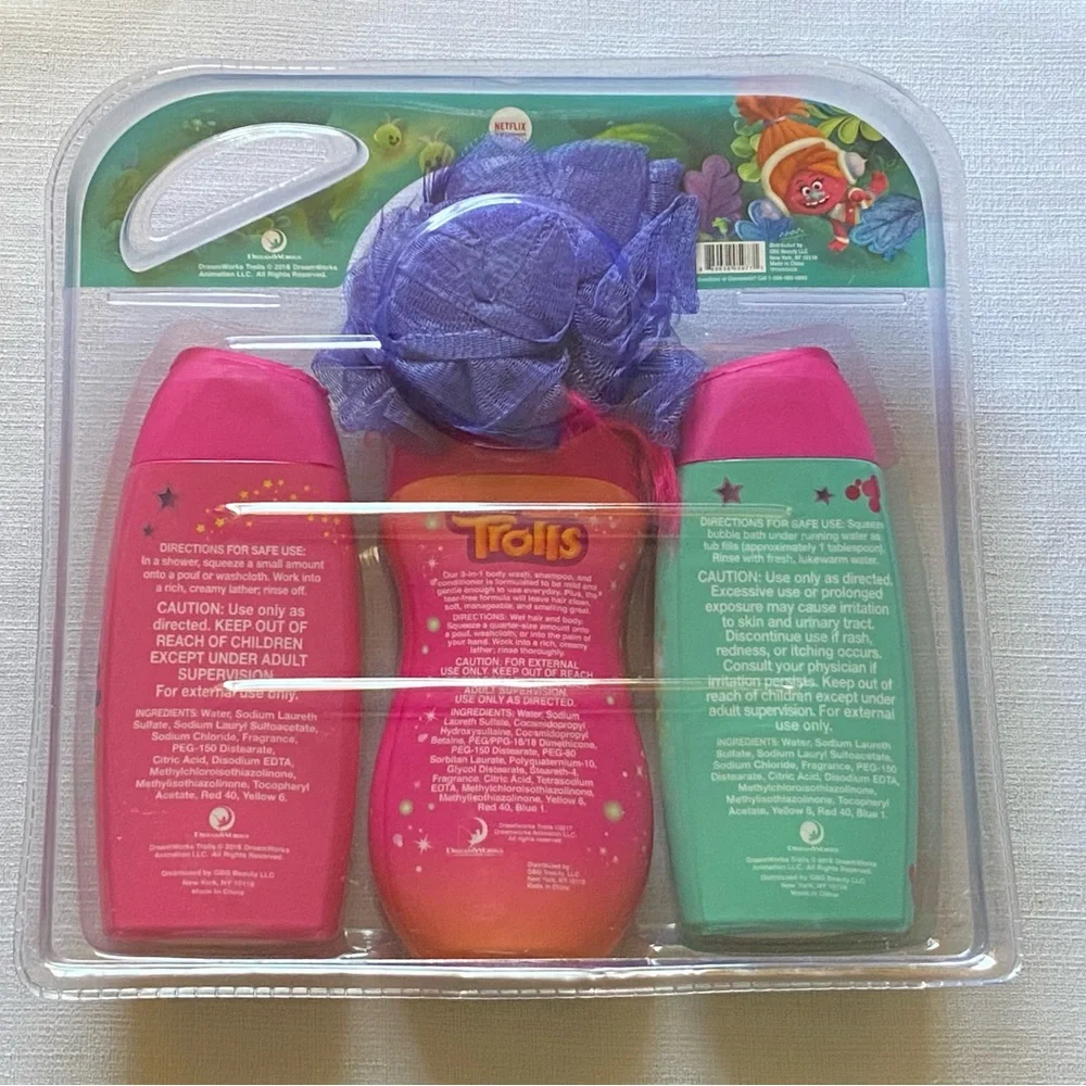 Trolls Bath & Body Value Pack-Shampoo/Conditioner/Body Wash/Bubble Bath/Pouf